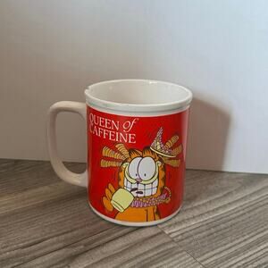 garfield jim davis 1978 queen of caffeine red coffee mug
